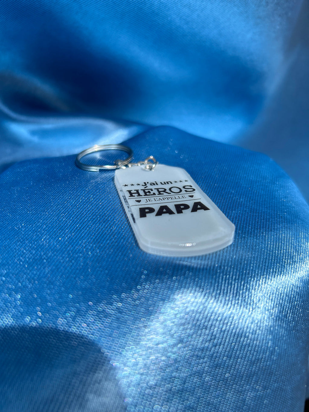 Porte-clés ronds en résine - texte pour papa