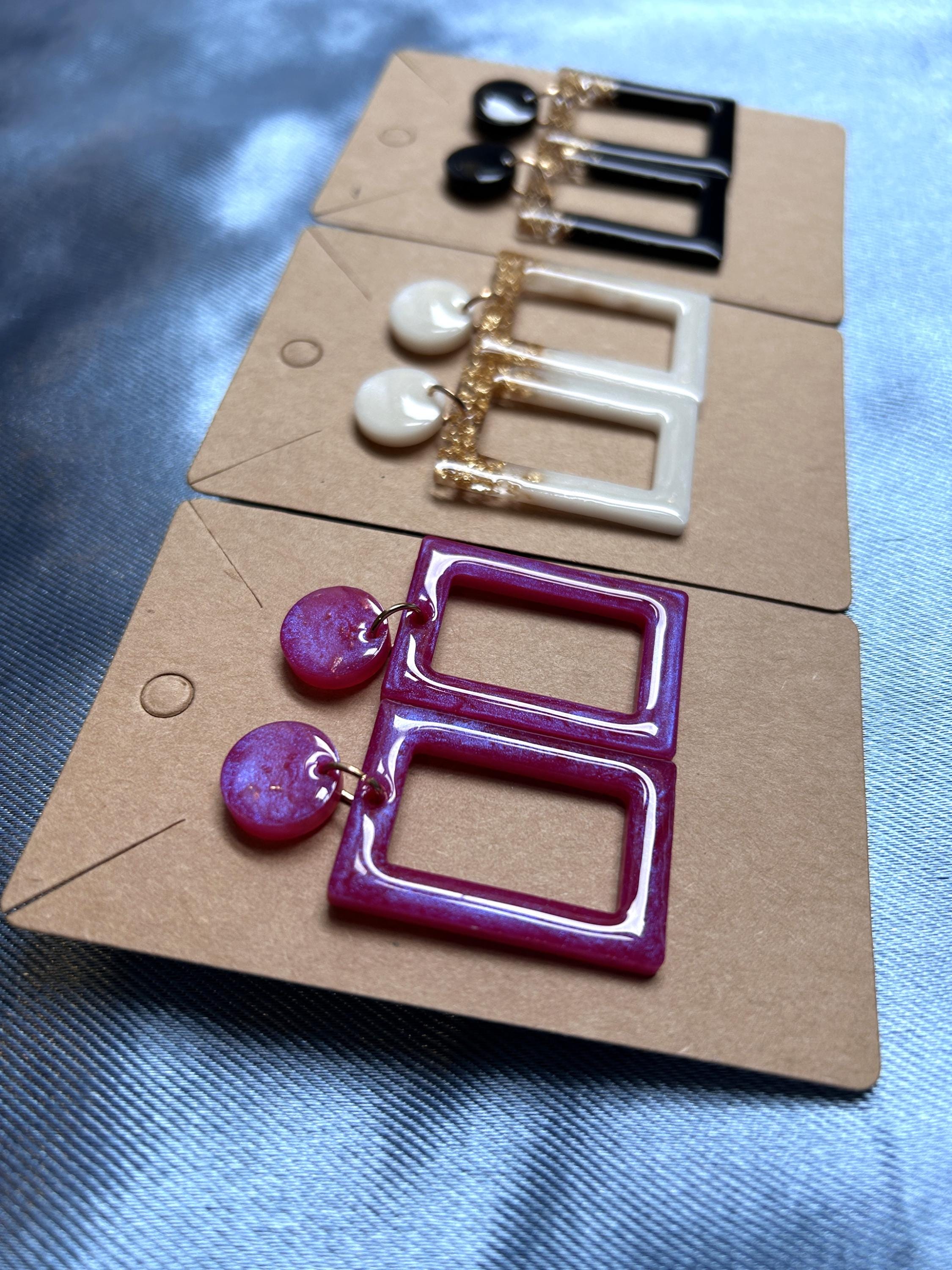 Boucles d'oreilles rectangulaires en résine