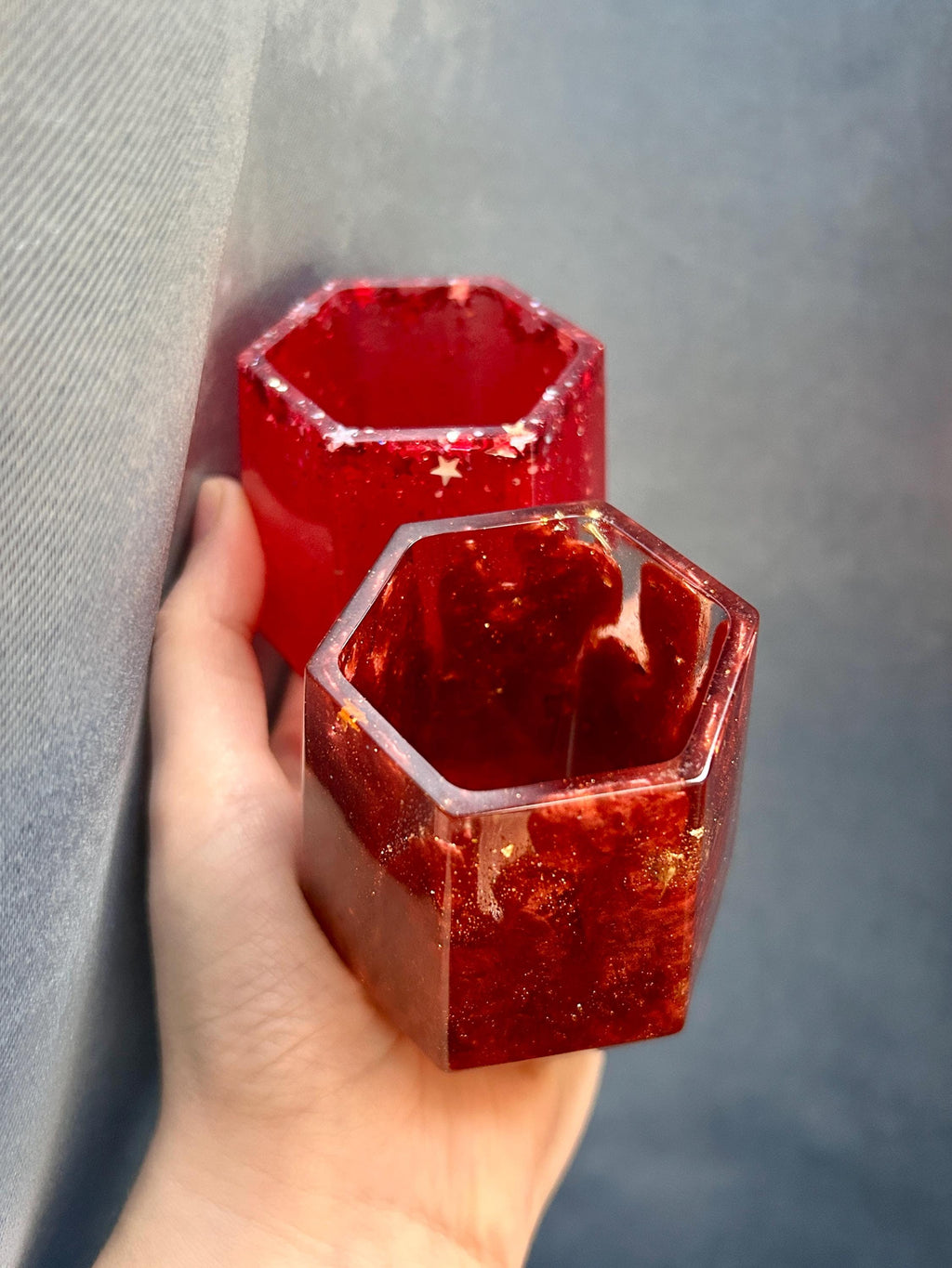 Vase, pot, porte-stylos, organisateur bureau - hexagone en résine