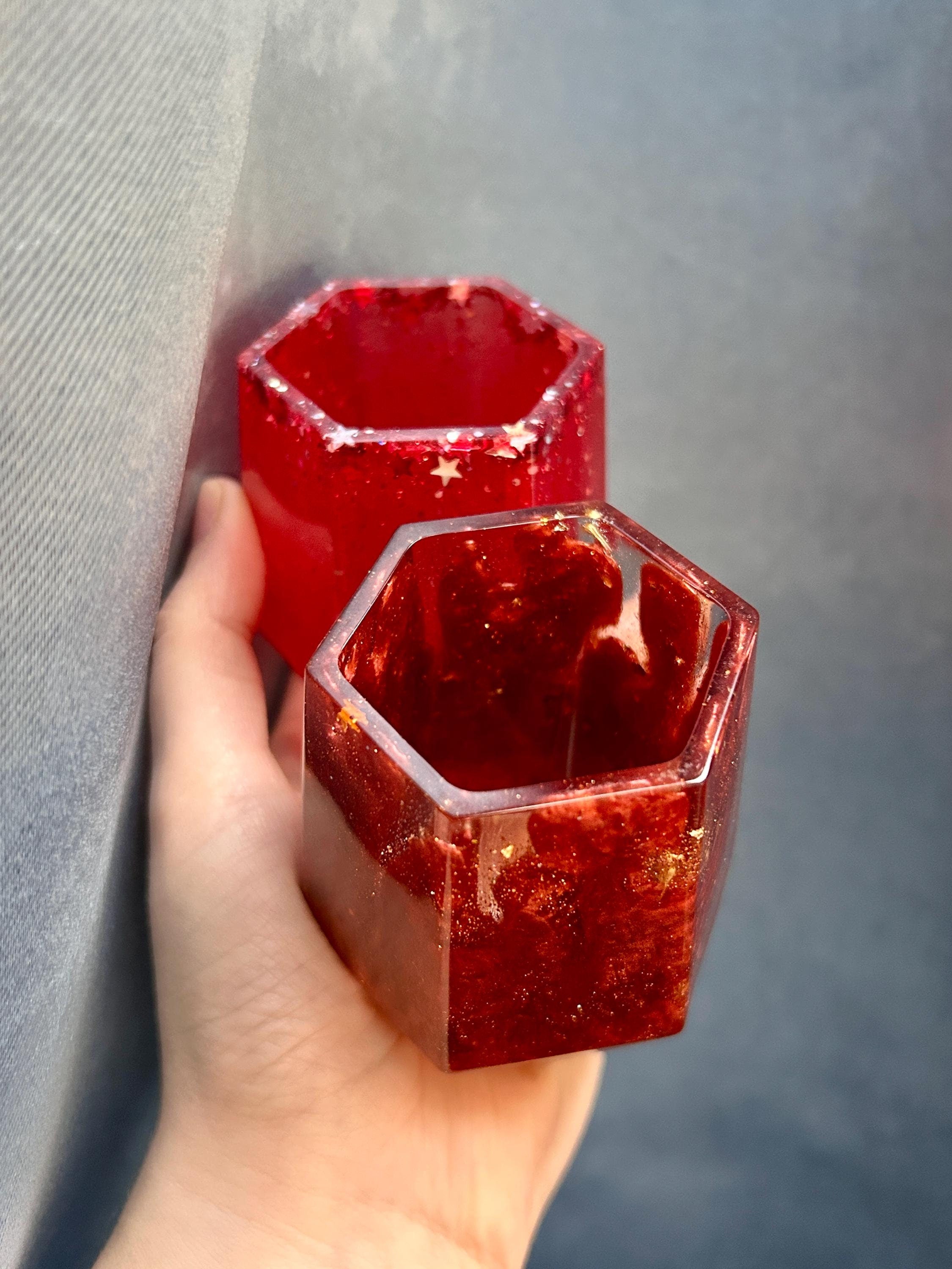Vase, pot, porte-stylos, organisateur bureau - hexagone en résine