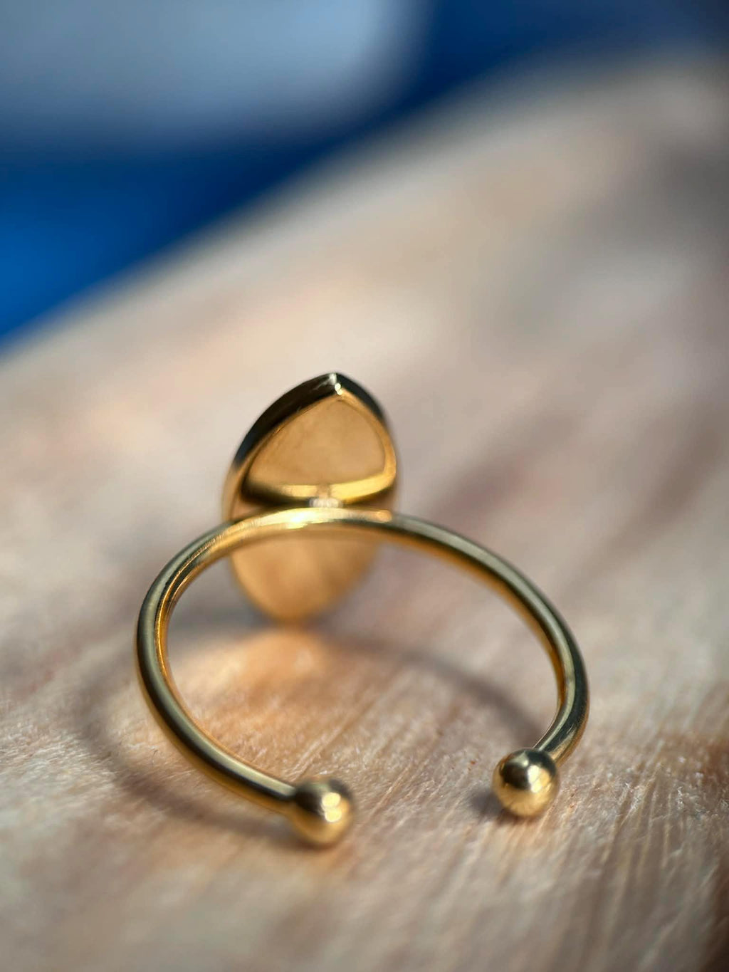 Bague ajustable doré avec fleurs séchées