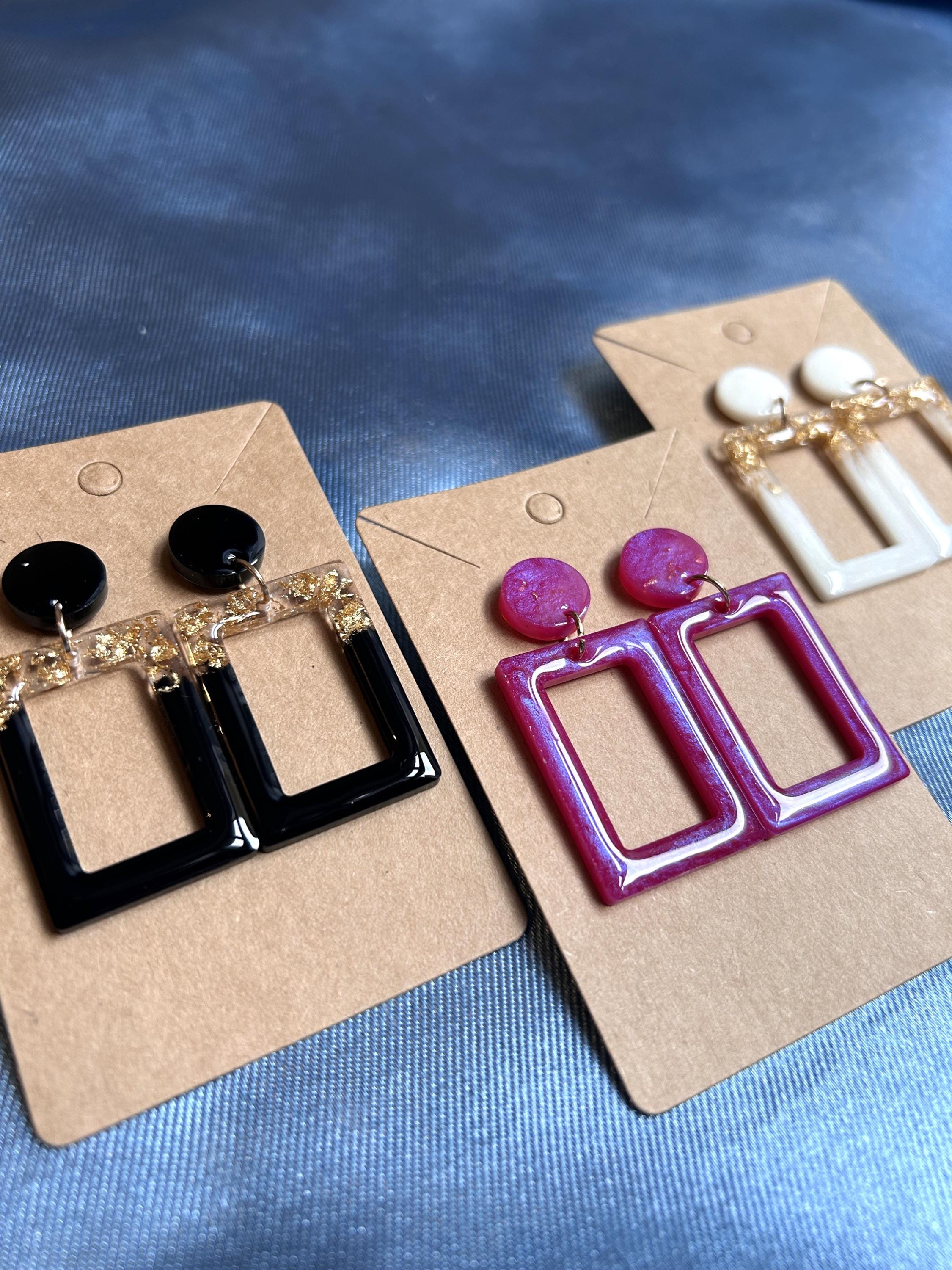 Boucles d'oreilles rectangulaires en résine