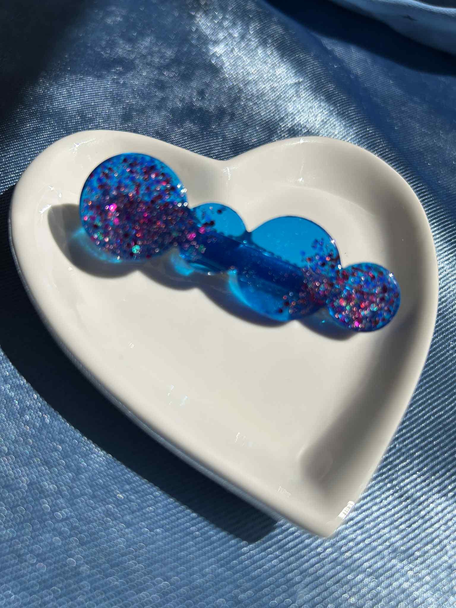 Barrettes à cheveux en résine, paillettes et fleurs séchées