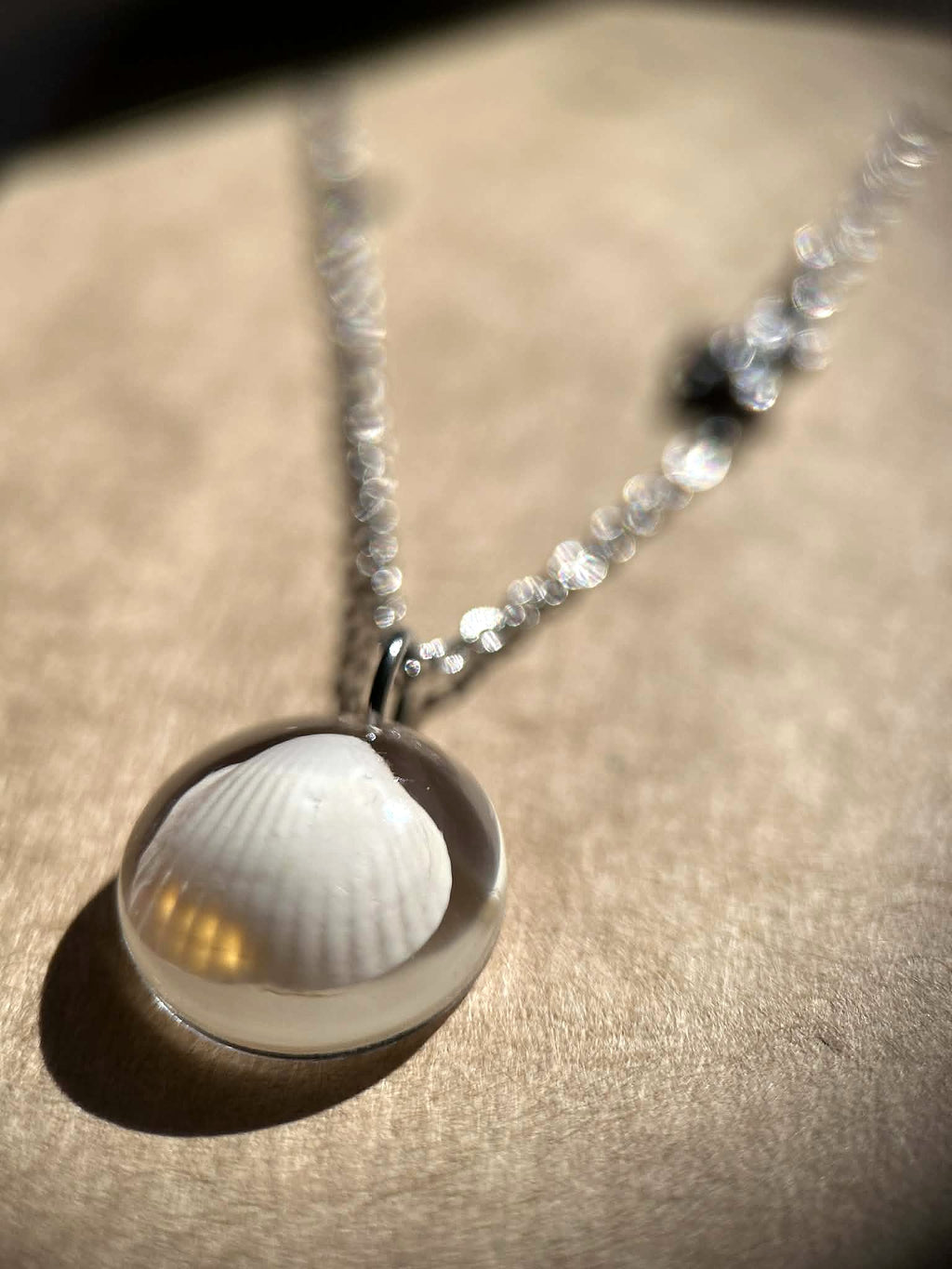 Collier argenté en acier inoxydable - coquillages véritables - bijoux d'été