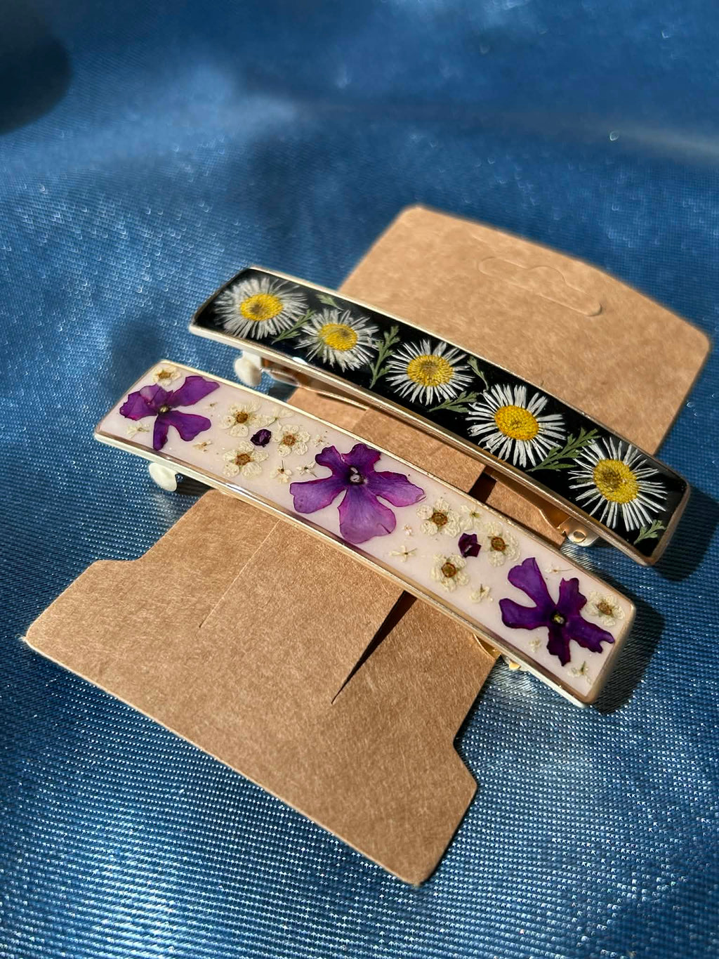 Barrette à cheveux avec fleurs naturelles séchées - accessoires coiffure