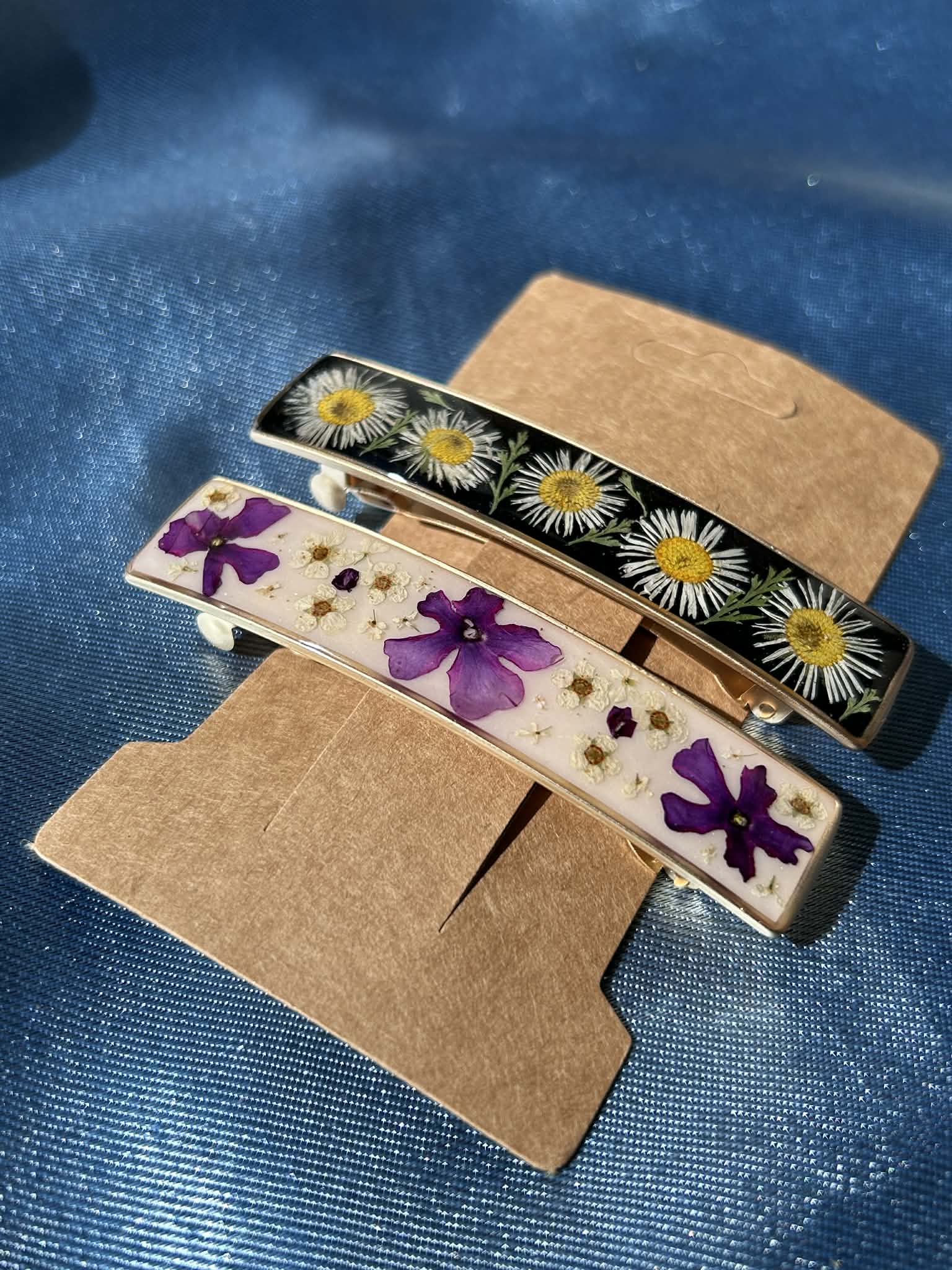 Barrette à cheveux avec fleurs naturelles séchées - accessoires coiffure