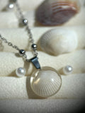 Collier argenté en acier inoxydable - coquillages véritables - bijoux d'été
