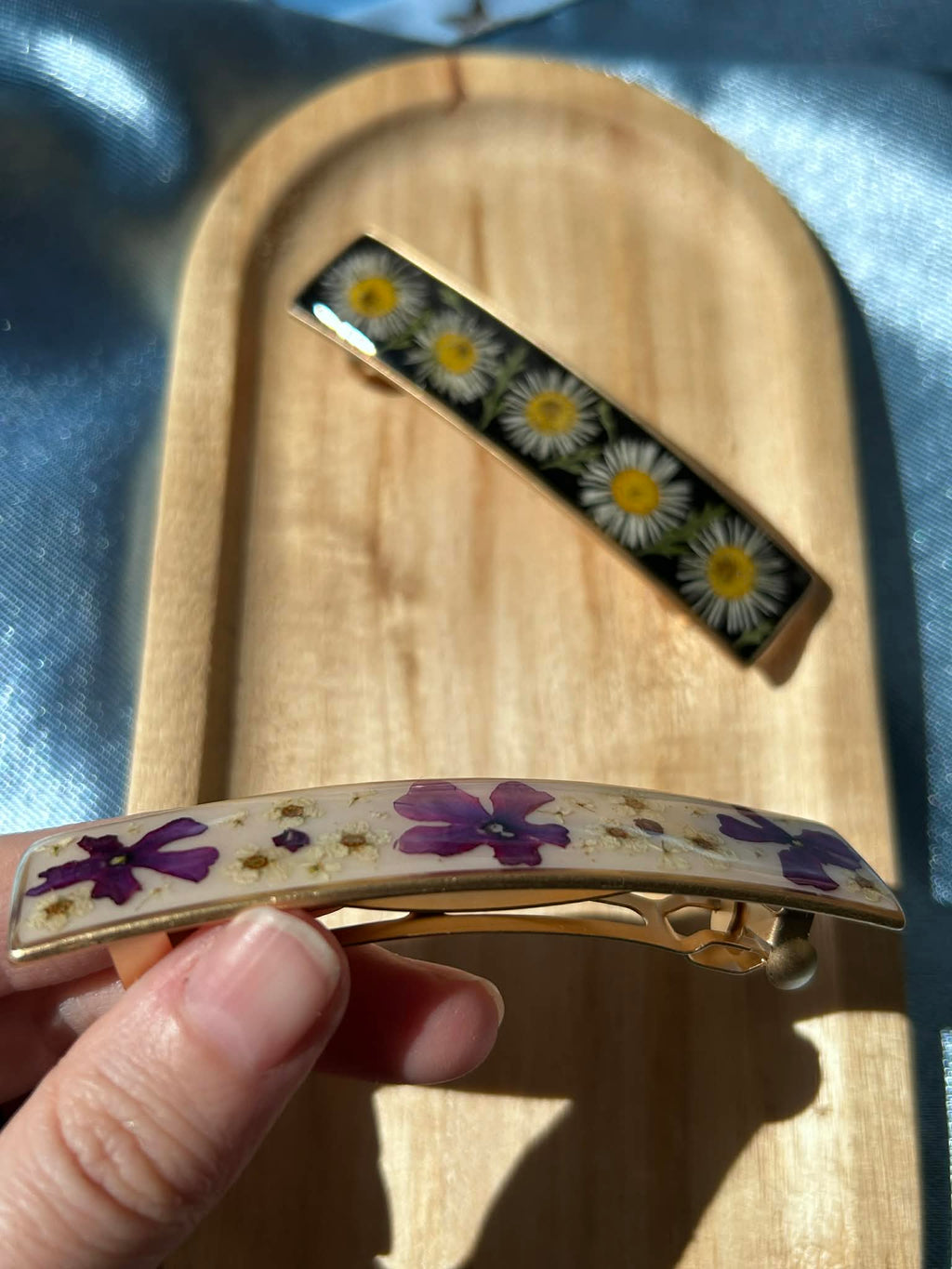 Barrette à cheveux avec fleurs naturelles séchées - accessoires coiffure