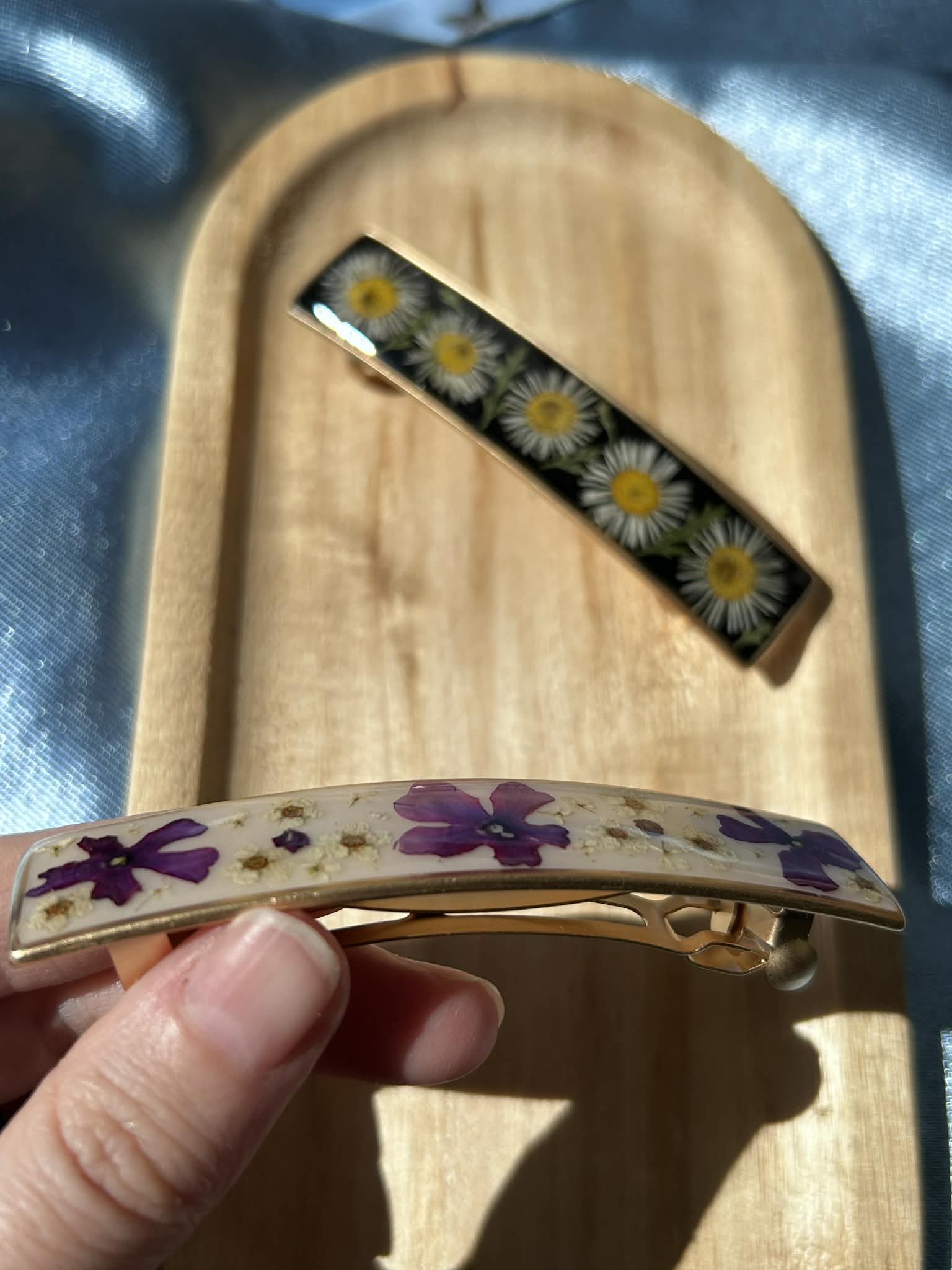 Barrette à cheveux avec fleurs naturelles séchées - accessoires coiffure