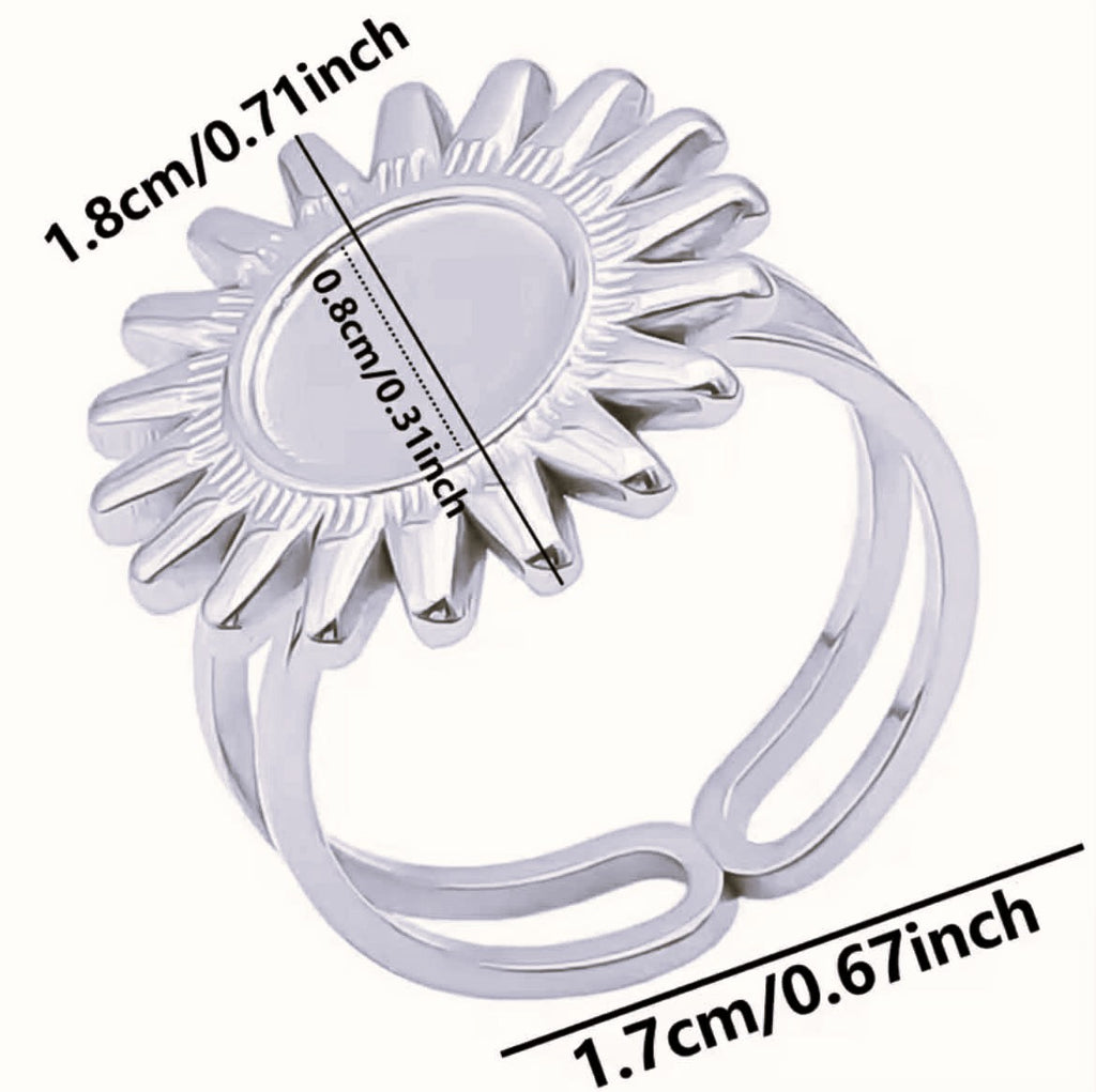 Bague ajustable en forme de soleil - effet holographique