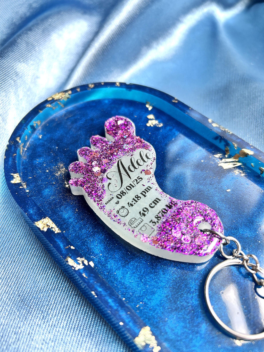 Porte-clés en résine semelle de bébé - souvenir naissance - cadeau naissance - détail baptême