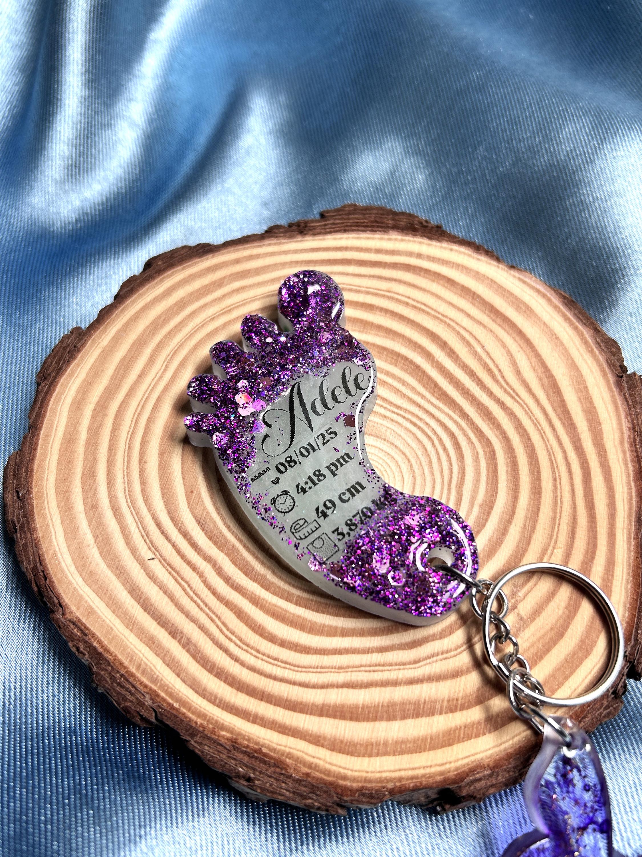 Porte-clés en résine semelle de bébé - souvenir naissance - cadeau naissance - détail baptême