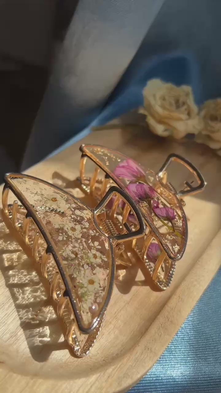 Pince à cheveux avec fleurs vraies séchées