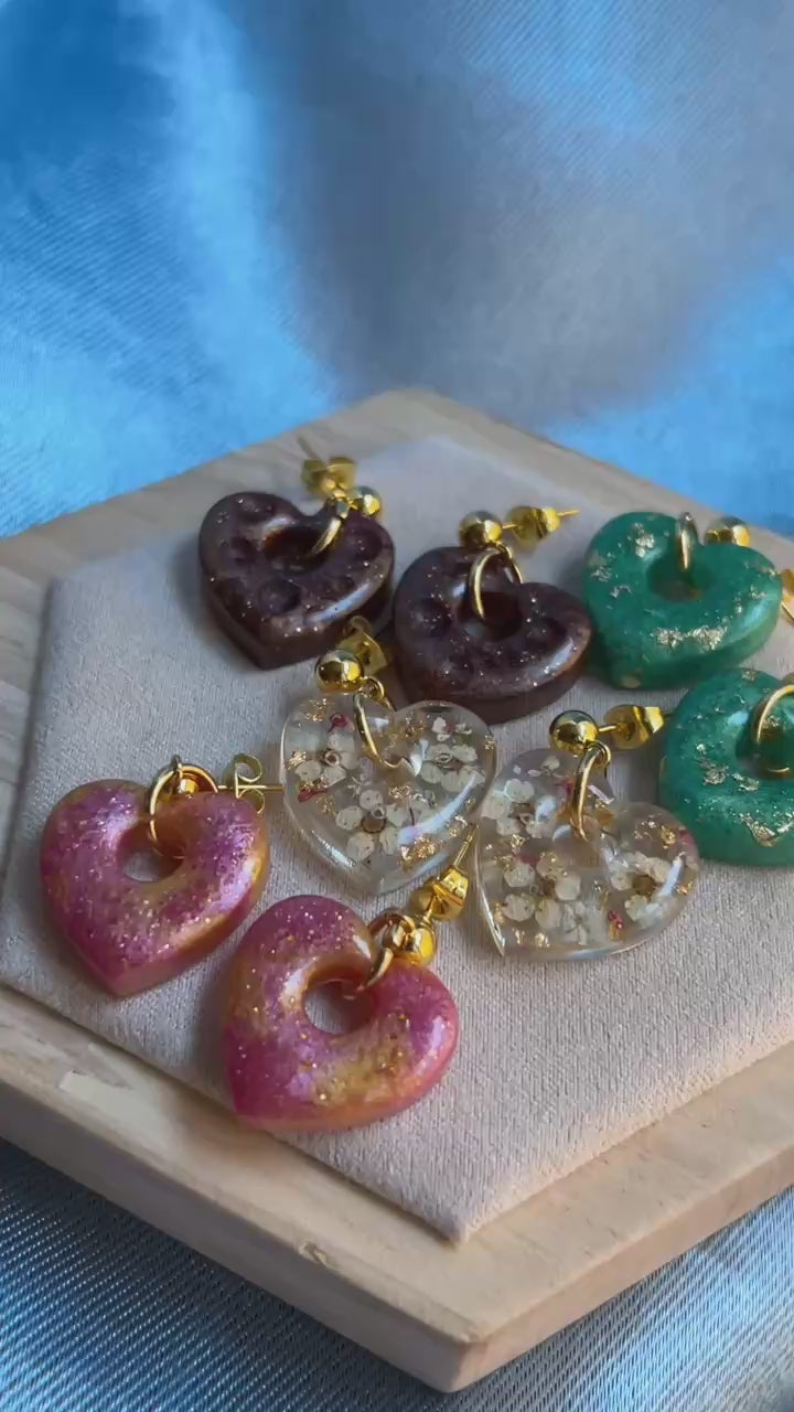 Boucles d'oreilles pendantes en forme de cœur